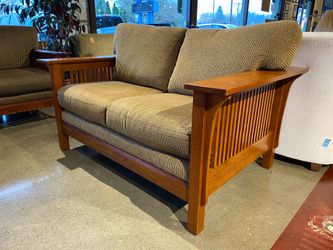 BASSETT Mission Style Oak Loveseat