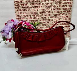 Lovcat Paris Chic Red Ruffle Leather Mini Shoulder Purse