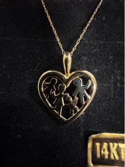 14k heart pendant with chain