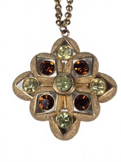 Vintage 1970s Sarah Coventry Starburst Pendant Necklace Gold Tone Boho Fall