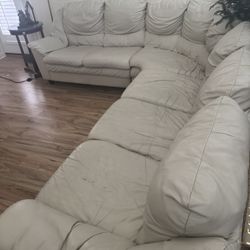 Sectional Leather Cream Sofa