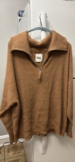 Aerie Zip up Sweater Womens Small Tan
