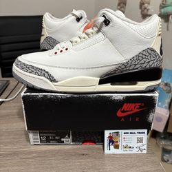 Size 12 - Nike Air Jordan 3 Retro White Cement Reimagined 2023 