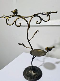 Jewelry Display Necklace Earring Organizer Holder Metal Birds Tree Stand