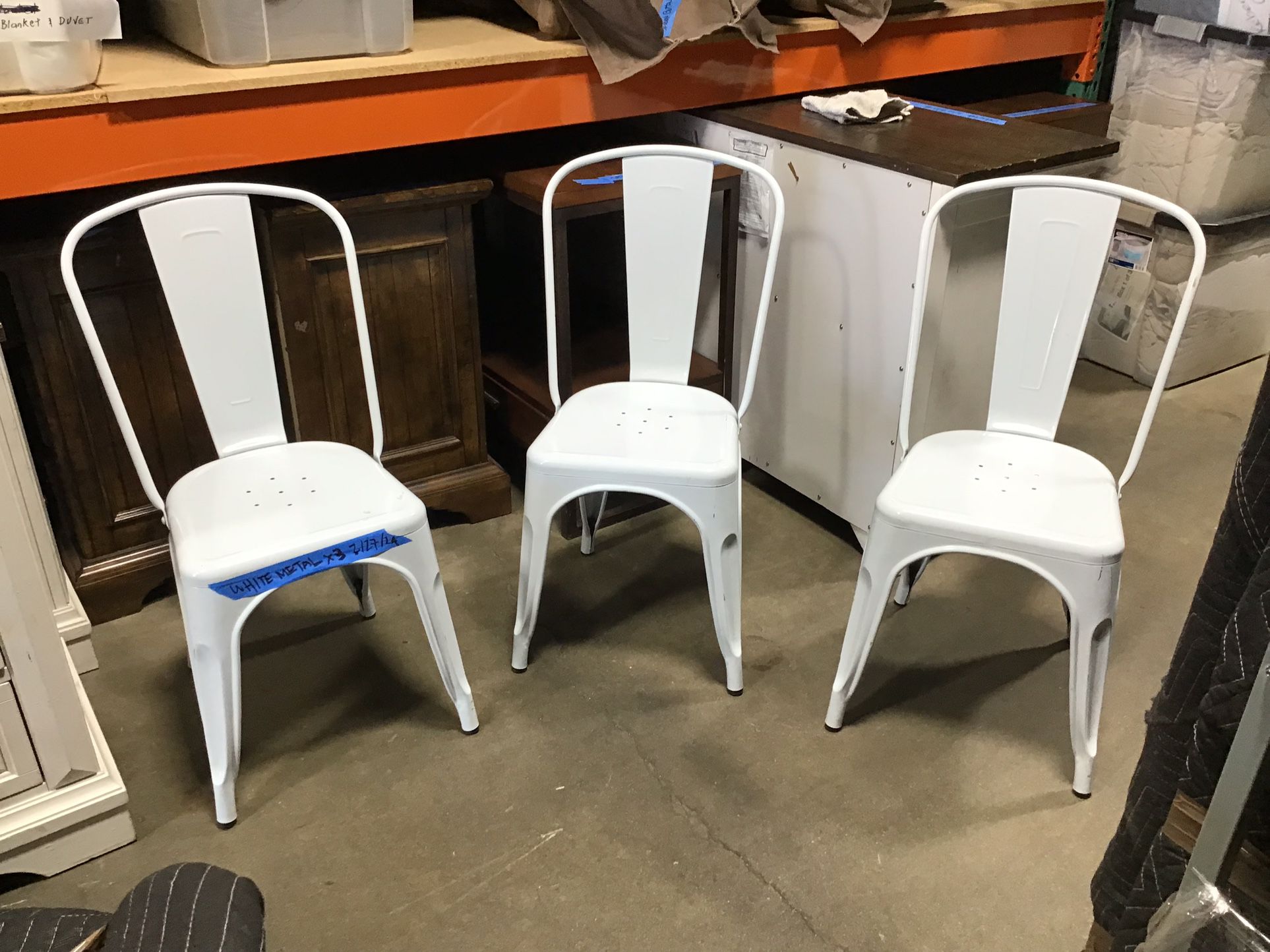 White Metal Indoor/outdoor Dining Chair - Set Of 3