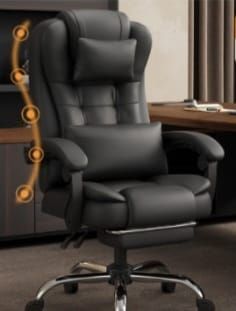 Chair Office Leather Home Office Desk Chairs with Lumbar Suppor, Ergonomic Comfy Reclining Office Chair, Swivel Chairs with Wheels Desk Task Chair(Bla