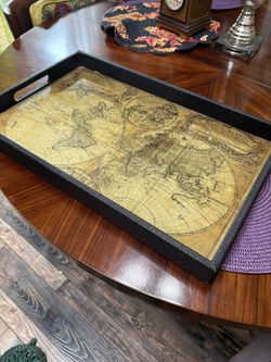 Vintage Style Old World Map Tray