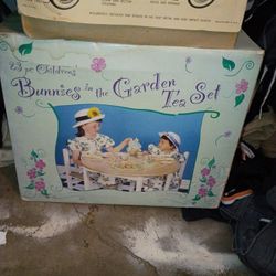 ANTIQUE BUNNIES IN THE GARDEN TEA SET