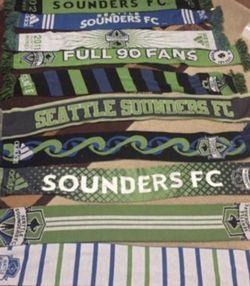 Seattle Sounder Soccer Scarfs. 