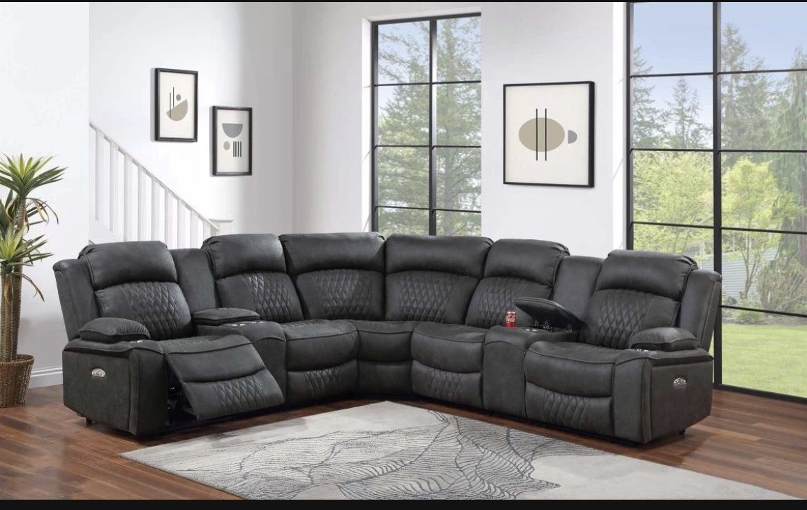 Brand New Super Plush Power Reclining Gel Leather Sectional Sofa