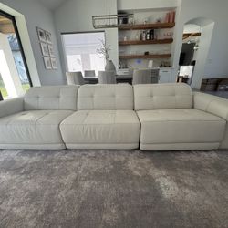3 Piece White Leather Couch