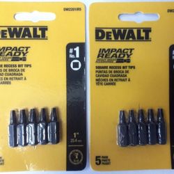 Two 5 Packs of Dewalt DW2201IR5 #1 Square Impact Ready Drive Bits