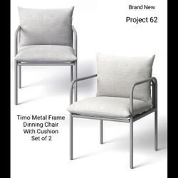 Brand New ( SET OF 2) Timo Metal Dinning Chair With Cushion 