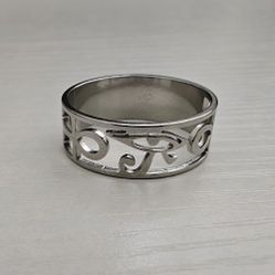 Ankh Cross and Eye of Horus Stainless Steel Ring