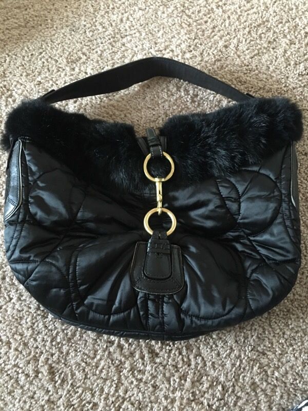 Vintage Coach SoHo Boho Fur Trim Shoulder Bag
