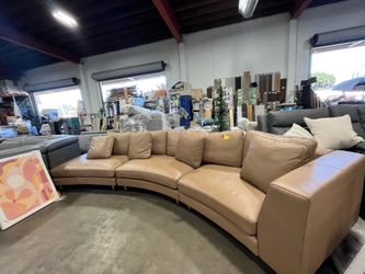 Brown leather Moran 3-piece sectional couch