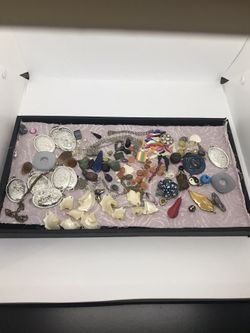 Assorted beads, semi precious gem and vintage pendants and earrings $30 for all