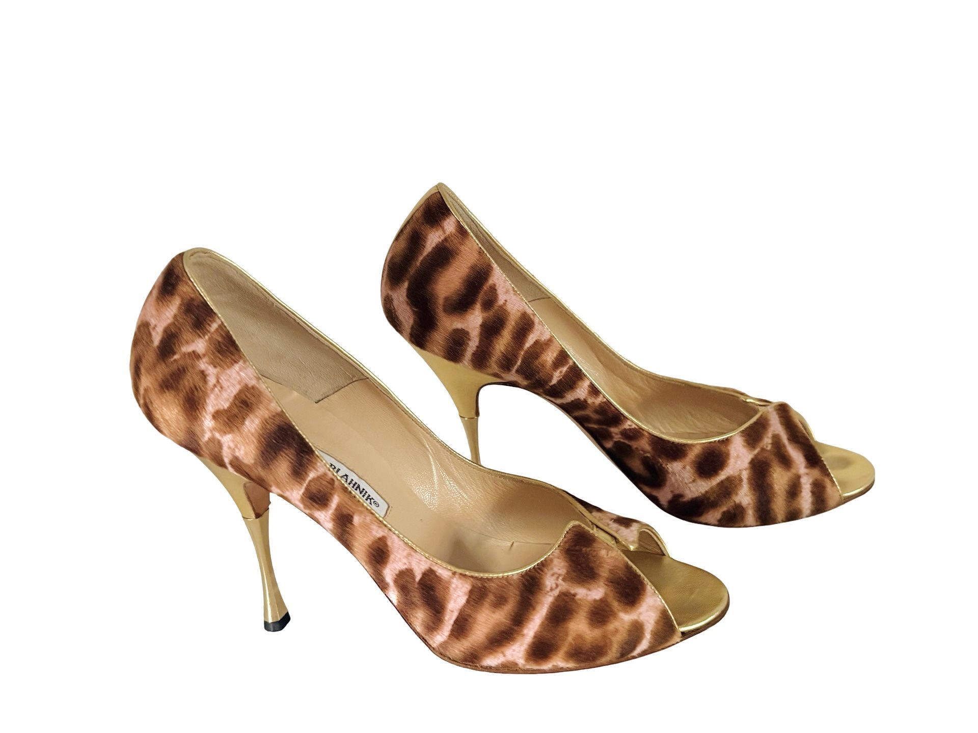 Manolo Blahnik Arsenia Peep-toe High Heel Pony Hair Animal Print SZ EU 41 US10.5