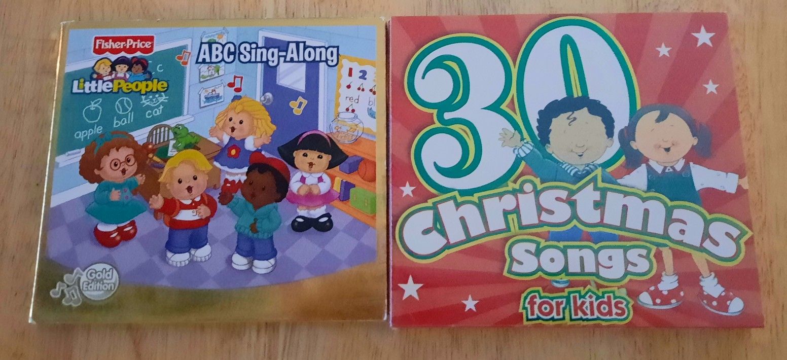 New Lot Of (2) Children CD's Fisher Price Little People 32 ABC Sing-Along Gold Edition And 30 Christmas Songs For Kids