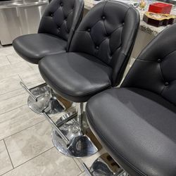 3 Adjustable Height Chrome Base Bar Stools 