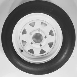 2-Pack eCustomrim Trailer Tire & Rim 4.80-12 12" Load C 5 Lug White Spoke