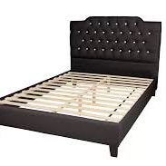 QueeN Black Crystal Button Tufted Bed w. Orthopedic Mattress Included
