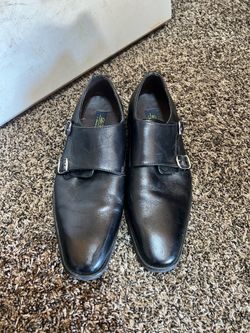 La Milano Dress Shoes Mens size 9.5 Black Leather Double Monk Strap Patina Collection
