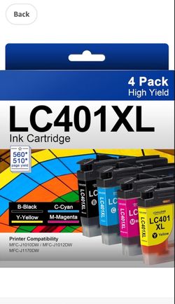 ECHALLENGE LC401XL Ink Cartridges High Yield Compatible for LC401 XL LC401XL BK to Use with MFC-J1010DW MFC-J1012DW MFC-J1170DW Printer (Black Cyan 