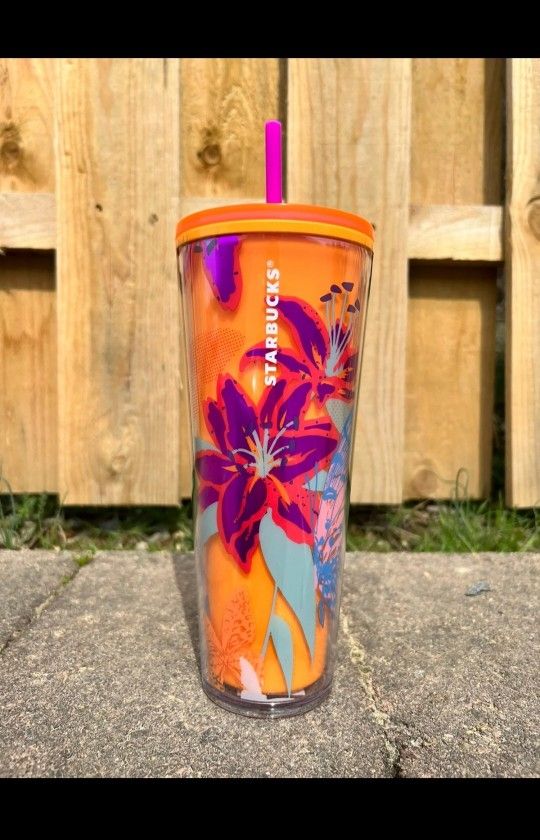 Starbucks- Orange Floral Tumbler