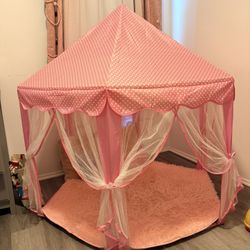 Kids Tent w/ Mat + Star Lights 