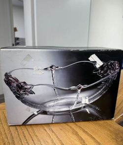 Floral Glass/Crystal Serving Bowl