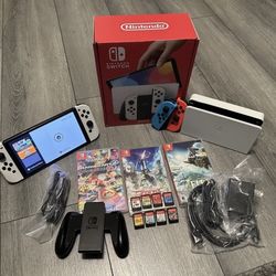 Switch OLED 10 Game Bundle W/Extra joy Cons