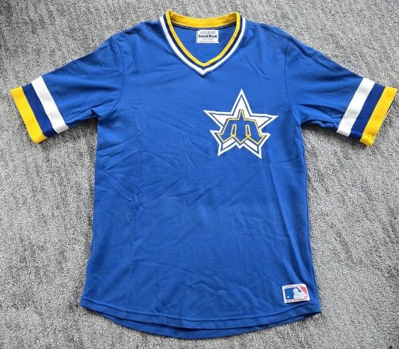 Vintage Seattle Mariners Sand Knit Baseball Jersey, Size Medium