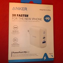 📦 Brand New Anker PowerPort PD+ 2 Wall Charger – 35W Dual Port USB-C & USB-A 🔋