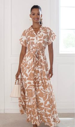 White and beige maxi dress