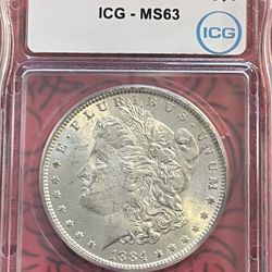 Silver 1884-O  Morgan $1 Coin MS63  90% IGC