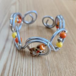 Handmade Flexible Owl-Themed Wire Cuff Bracelet 
