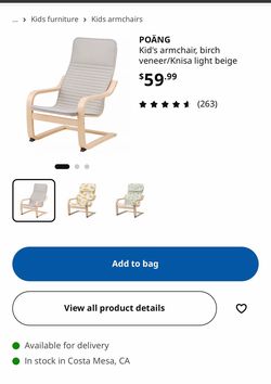IKEA Poang Kids Armchair, Birch Veneer/Knisa Light Beige