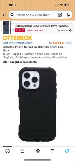 OtterBox Defender iPhone 16 Pro Max Phone Case Black
