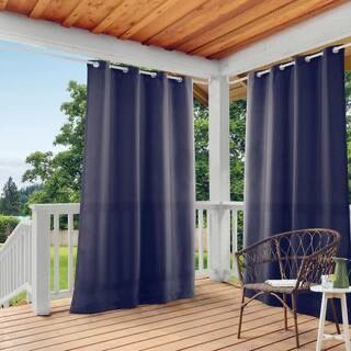Navy Solid Light Filtering Grommet Top Indoor/Outdoor Curtain, 54 in. W x 108 in. L (Set of 2) $10