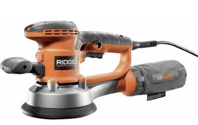 RIDGID Orbital Sander 6 in. Variable-Speed 4 Amp Removable Handle Cloth Dust Bag