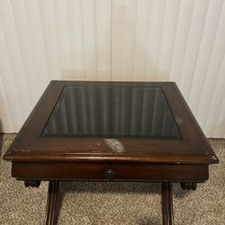 Wooden / Black Glass End Table