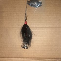 Vintage Fishing Lure with Black Feathers
