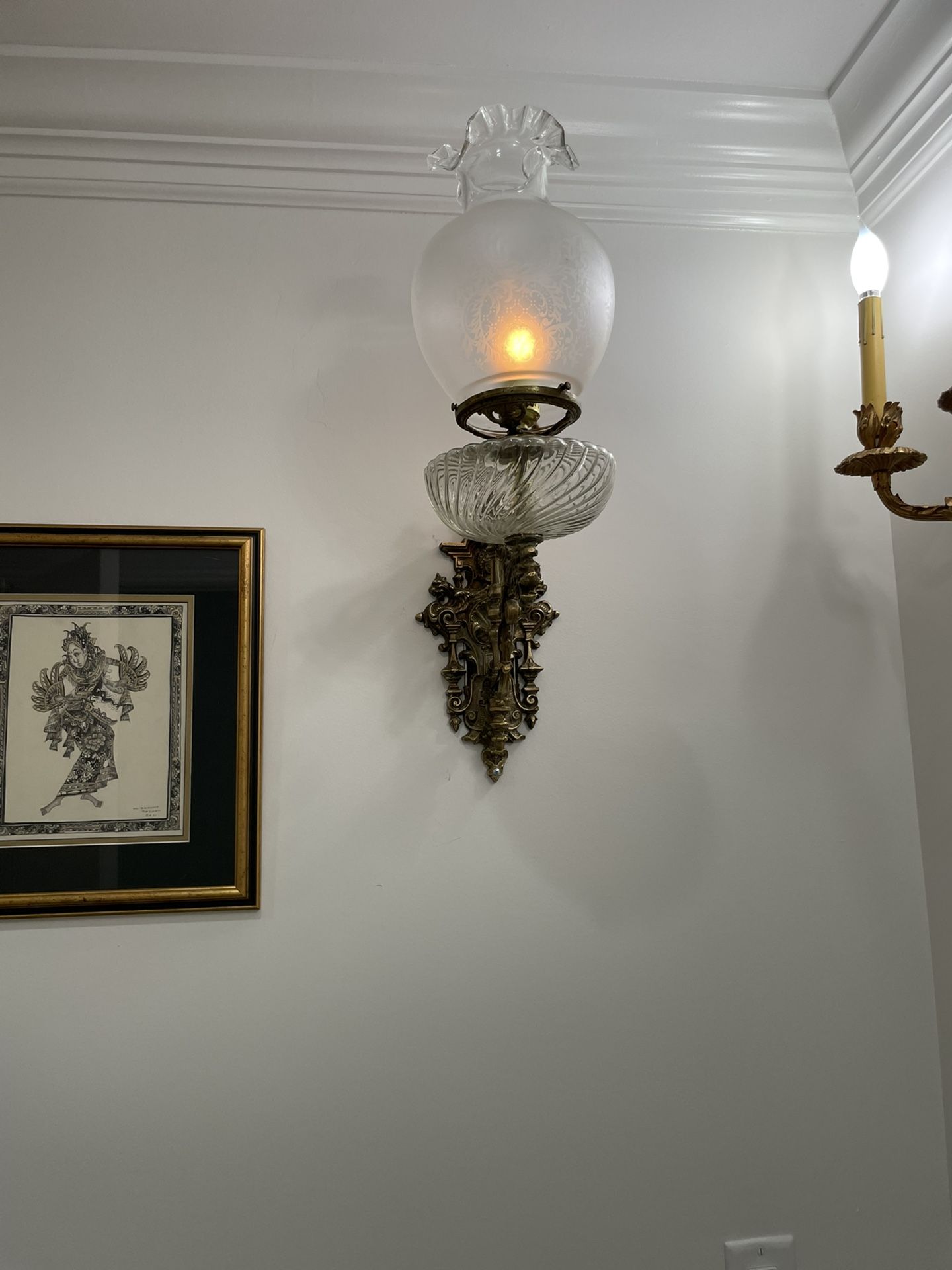 Pair Of Large Brass  Antique Sconces