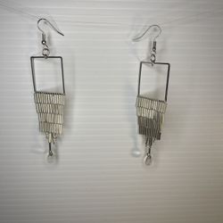Silver Square Chandelier dangle earrings