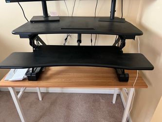 VIVO Black Height Adjustable Standing Desk Monitor Riser Tabletop Sit to Stand