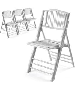 Brand new VINGLI Bamboo Folding Chair, Foldable Dining Wood ChaiSet of 4 White Bamboo Folding Chairs