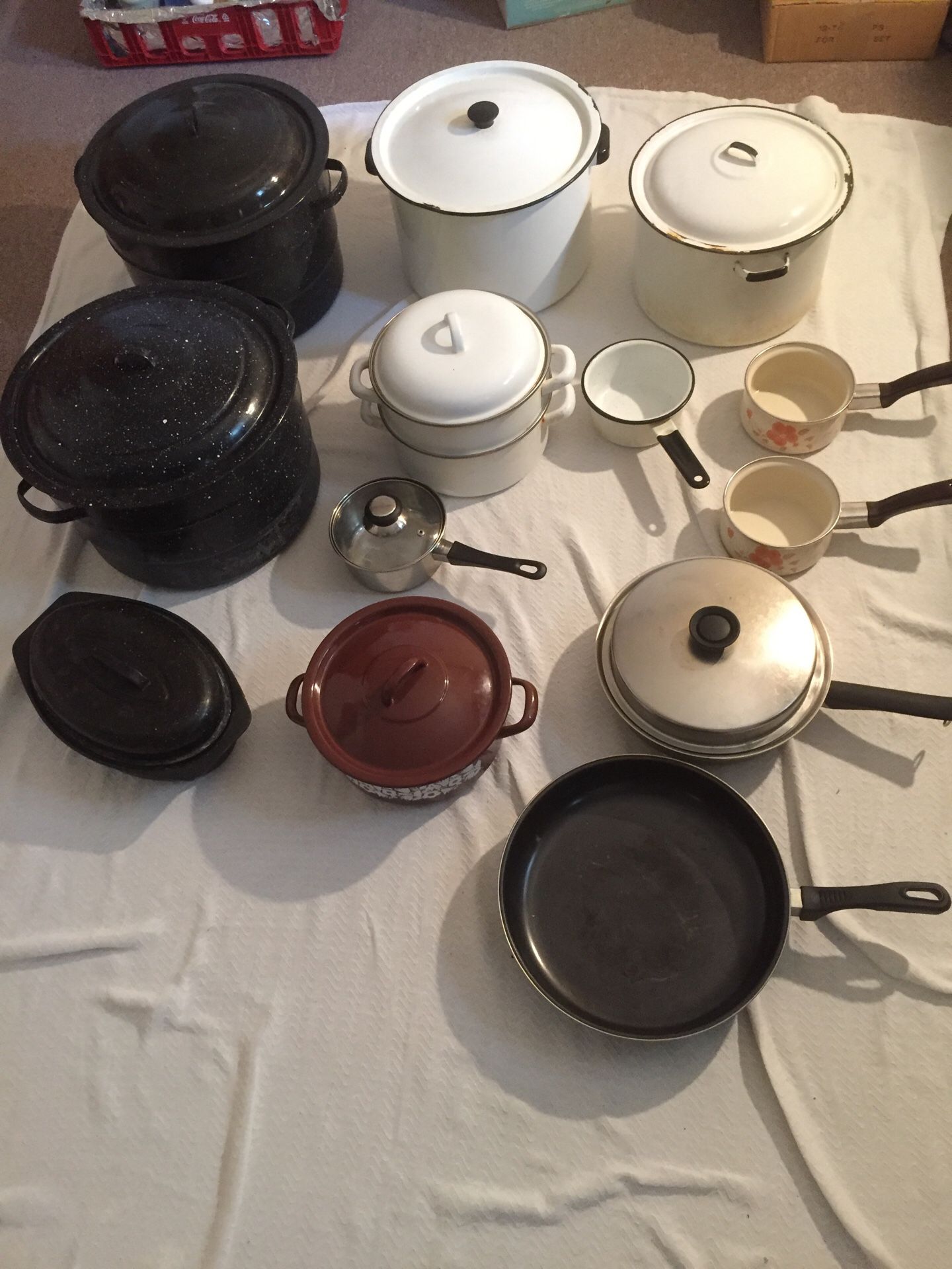 Assortment of cooking pots and pans