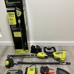 RYOBI 40V HP Brushless 16in Carbon Fiber Shaft Attachment Capable Trimmer with 4.0 Ah Battery & Charger