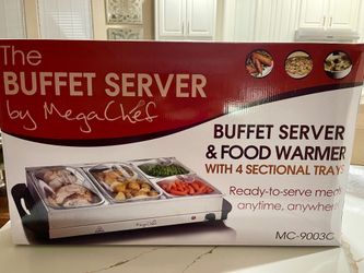 BUFFET SERVER & FOOD WARMER WITH 4 SECTIONAL TRAYS